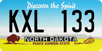 ND license plate KXL133