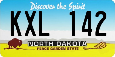 ND license plate KXL142