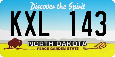 ND license plate KXL143