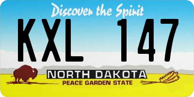 ND license plate KXL147