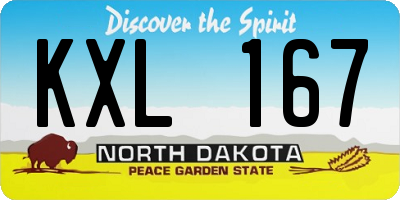 ND license plate KXL167