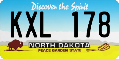 ND license plate KXL178