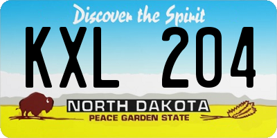 ND license plate KXL204