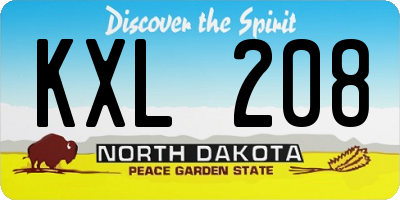 ND license plate KXL208