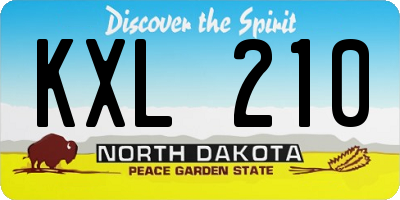 ND license plate KXL210