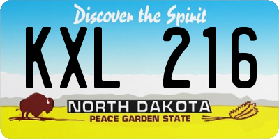 ND license plate KXL216