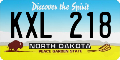 ND license plate KXL218