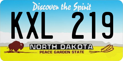 ND license plate KXL219