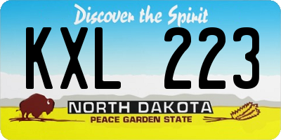 ND license plate KXL223