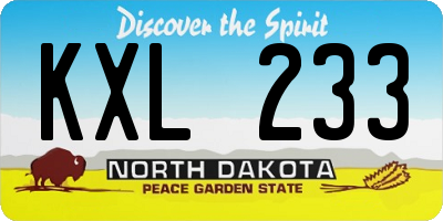 ND license plate KXL233