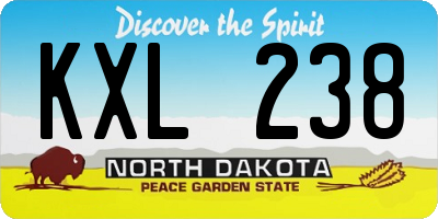 ND license plate KXL238