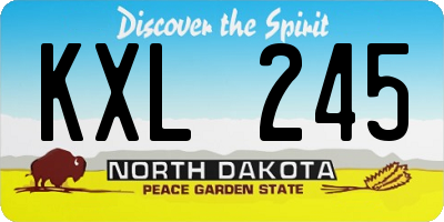 ND license plate KXL245