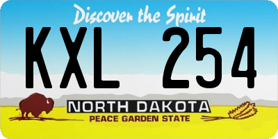 ND license plate KXL254
