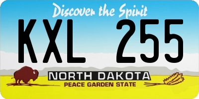ND license plate KXL255