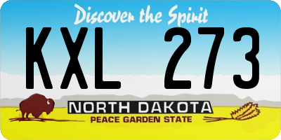 ND license plate KXL273