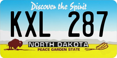 ND license plate KXL287
