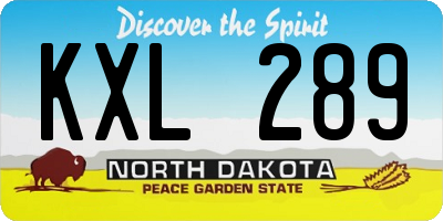 ND license plate KXL289
