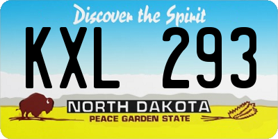 ND license plate KXL293