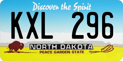 ND license plate KXL296