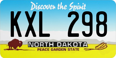 ND license plate KXL298