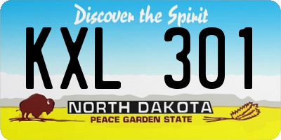 ND license plate KXL301