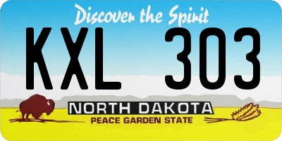 ND license plate KXL303