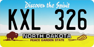 ND license plate KXL326