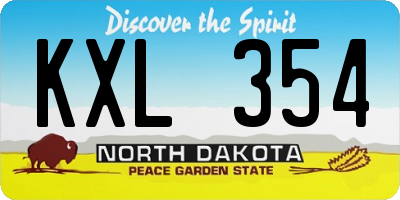 ND license plate KXL354