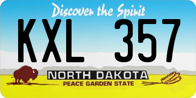 ND license plate KXL357