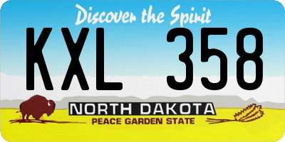 ND license plate KXL358