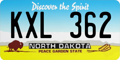 ND license plate KXL362
