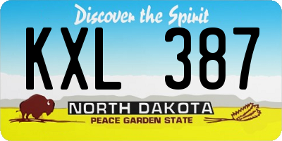 ND license plate KXL387
