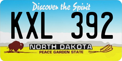 ND license plate KXL392