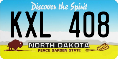 ND license plate KXL408