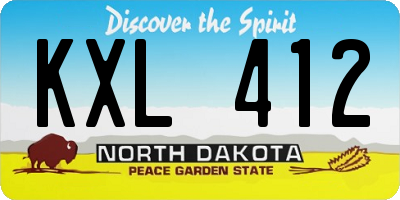 ND license plate KXL412