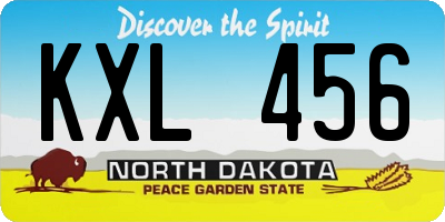 ND license plate KXL456
