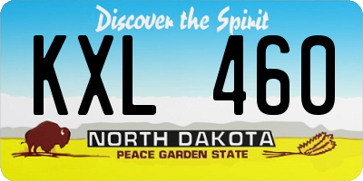 ND license plate KXL460