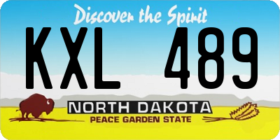 ND license plate KXL489