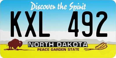 ND license plate KXL492