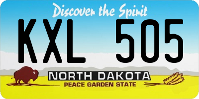 ND license plate KXL505