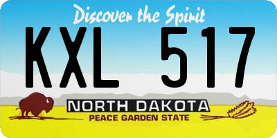 ND license plate KXL517