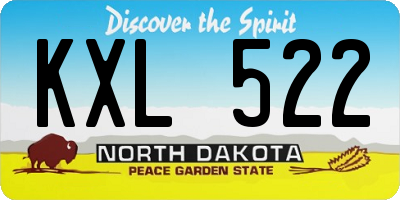 ND license plate KXL522