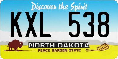 ND license plate KXL538