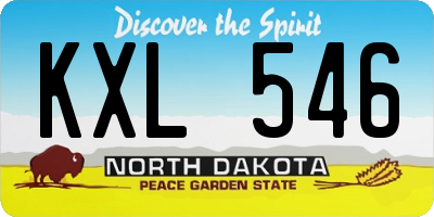 ND license plate KXL546