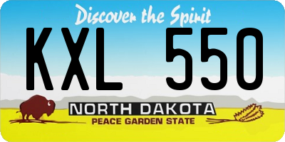 ND license plate KXL550