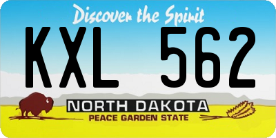 ND license plate KXL562
