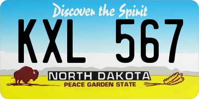 ND license plate KXL567