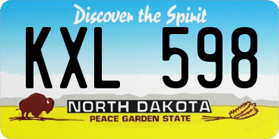 ND license plate KXL598