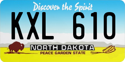 ND license plate KXL610