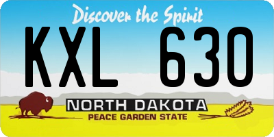 ND license plate KXL630